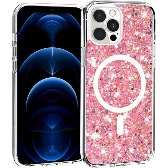 Techsuit - Sparkly Glitter MagSafe - iPhone 12 Pro Max - Pink