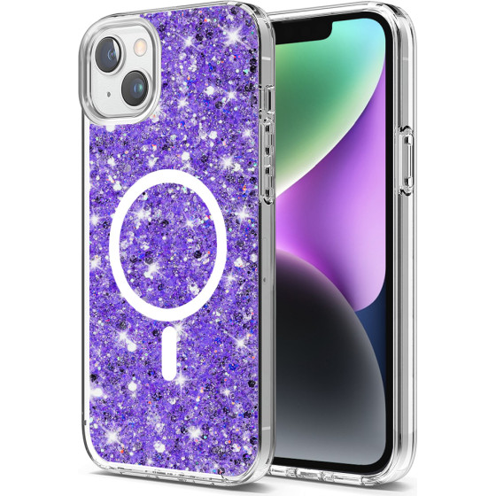 Techsuit - Sparkly Glitter MagSafe - iPhone 14 Plus / iPhone 15 Plus - Purple