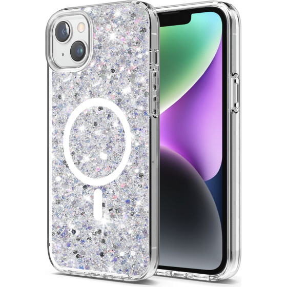 Techsuit - Sparkly Glitter MagSafe - iPhone 14 Plus / iPhone 15 Plus - White