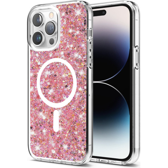 Techsuit - Sparkly Glitter MagSafe - iPhone 14 Pro - Pink