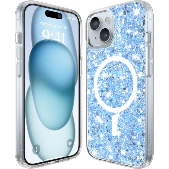 Techsuit - Sparkly Glitter MagSafe - iPhone 15 - Blue