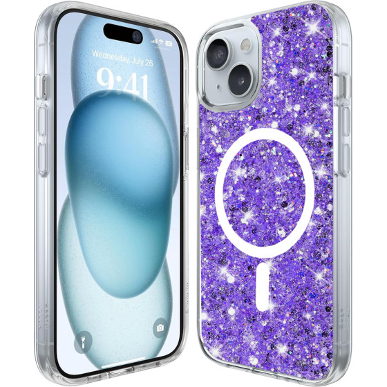 Techsuit - Sparkly Glitter MagSafe - iPhone 15 Plus - Purple