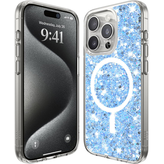 Techsuit - Sparkly Glitter MagSafe - iPhone 15 Pro - Blue