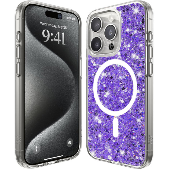 Techsuit - Sparkly Glitter MagSafe - iPhone 15 Pro - Purple