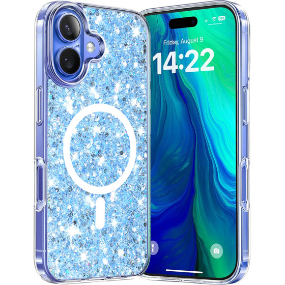 Techsuit - Sparkly Glitter MagSafe - iPhone 16 Plus - Blue