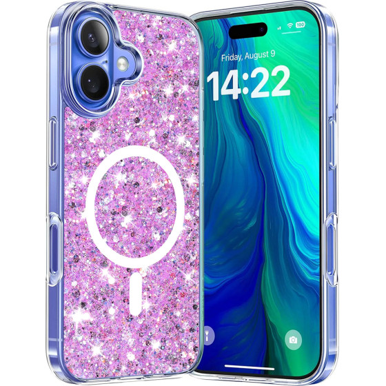 Techsuit - Sparkly Glitter MagSafe - iPhone 16 Plus - Magenta