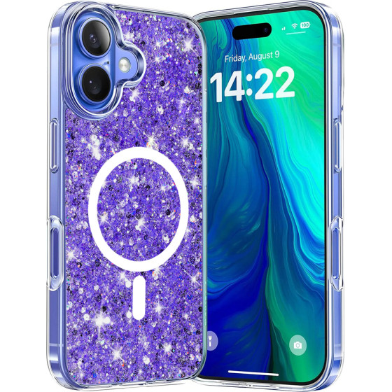 Techsuit - Sparkly Glitter MagSafe - iPhone 16 Plus - Purple