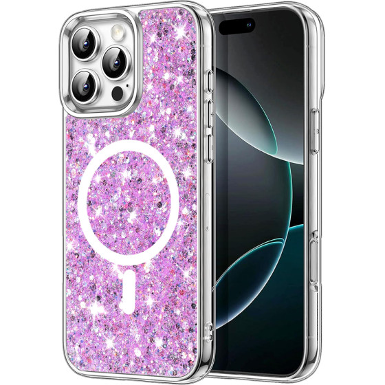 Techsuit - Sparkly Glitter MagSafe - iPhone 16 Pro - Magenta