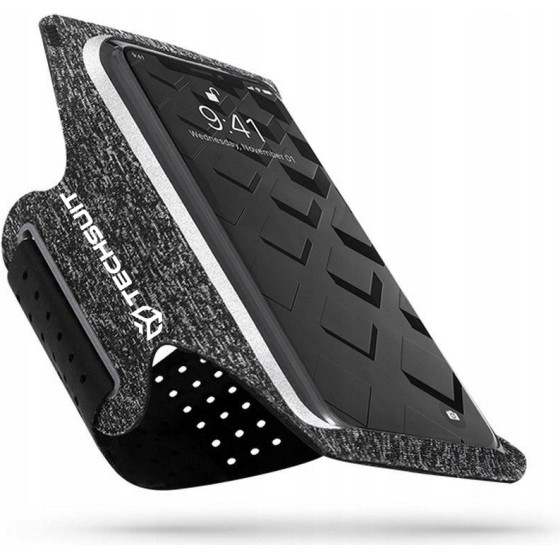Techsuit - Sports Armband - with Velcro, for Phones, max 6.5'' - Gray / White - (TH10)