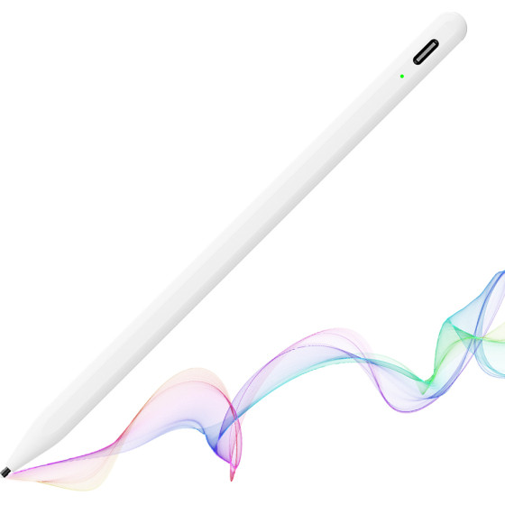 Techsuit - Stylus Pen - for iPad, Bluetooth, Type-C, 130mAh, 5V, Palm Rejection, Microsoft Nib, Mute Writing - White - (A580S)