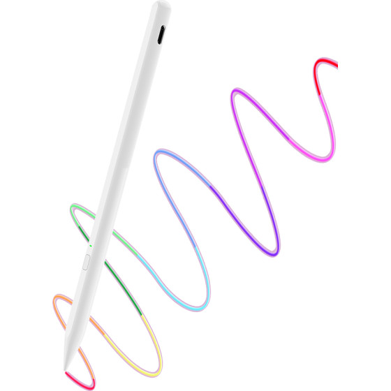 Techsuit - Stylus Pen - for iPad, Bluetooth, Type-C, Palm Rejection, Tilt Pressure Sense, 130mAh, 5V, 0.2A - White - (AX10)