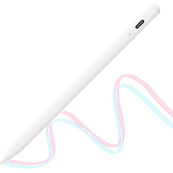 Techsuit - Stylus Pen - for iPad, Bluetooth, Type-C, Palm Rejection, Tilt Pressure Sense, 130mAh, 5V, 0.2A - White - (AC10-CP)