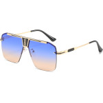 Techsuit - Sunglasses (2576) - for Men with Aluminum Frame, Oversized - Gold / Blue / Brown