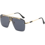 Techsuit - Sunglasses (2576) - for Men with Aluminum Frame, Oversized - Gold / Black Gray