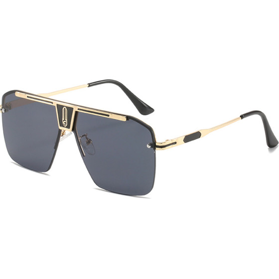 Techsuit - Sunglasses (2576) - for Men with Aluminum Frame, Oversized - Gold / Black Gray