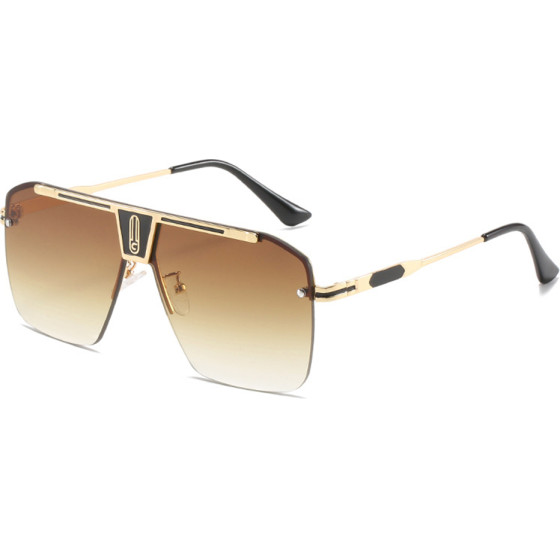 Techsuit - Sunglasses (2576) - for Men with Aluminum Frame, Oversized - Gold / Brown
