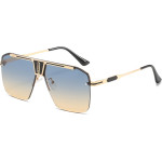 Techsuit - Sunglasses (2576) - for Men with Aluminum Frame, Oversized - Gold / Green / Brown