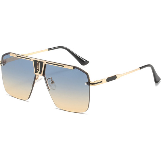 Techsuit - Sunglasses (2576) - for Men with Aluminum Frame, Oversized - Gold / Green / Brown