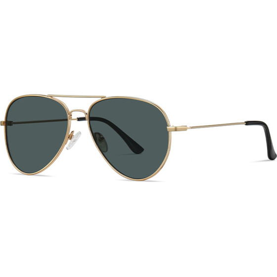 Techsuit - Sunglasses (3025) - for Women and Men, with UV Protection and Metal Frame - Gold / Green - (3025;GREEN)