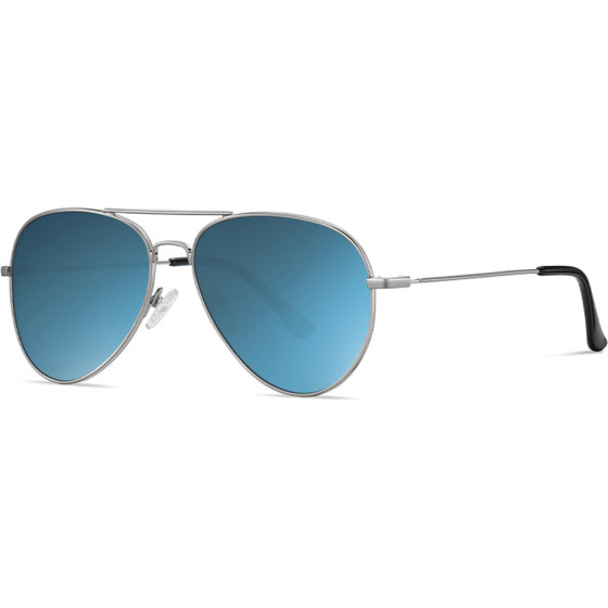 Techsuit - Sunglasses (3025) - for Women and Men, with UV Protection and Metal Frame - Silver / Ice Blue - (3025;ICE BLUE)