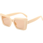 Techsuit - Sunglasses (5277) - for Women with PC Frame and Lens, Square Shape - Champagne / Brown
