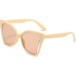 Techsuit - Sunglasses (5335) - for Women with PC Frame and Lens, Butterfly Shape - Beige / Champagne