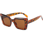 Techsuit - Sunglasses (5277) - for Women with PC Frame and Lens, Square Shape - Leopard / Brown