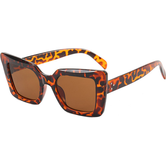 Techsuit - Sunglasses (5277) - for Women with PC Frame and Lens, Square Shape - Leopard / Brown