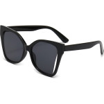 Techsuit - Sunglasses (5335) - for Women with PC Frame and Lens, Butterfly Shape - Black / Gray