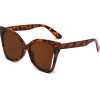 Techsuit - Sunglasses (5335) - for Women with PC Frame and Lens, Butterfly Shape - Leopard / Brown