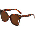 Techsuit - Sunglasses (5335) - for Women with PC Frame and Lens, Butterfly Shape - Leopard / Brown