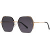 Techsuit - Sunglasses (8561) - for Women with Metal Frame and Nylon Lens, Hexagonal - Gold / Gray
