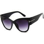Techsuit - Sunglasses (9778) - for Women with PC Frame and Lens, Cat Eye - Black / Gradient Gray