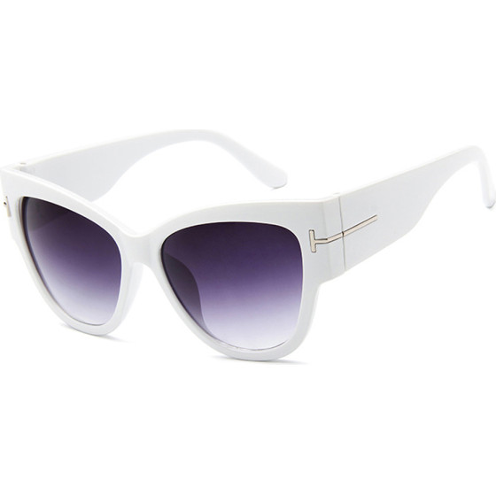 Techsuit - Sunglasses (9778) - for Women with PC Frame and Lens, Cat Eye - White / Gradient