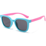 Techsuit - Sunglasses Polarised (8351-C27) - Square Shape, for Kids Between 5-8 Years - Lake Blue / Pink