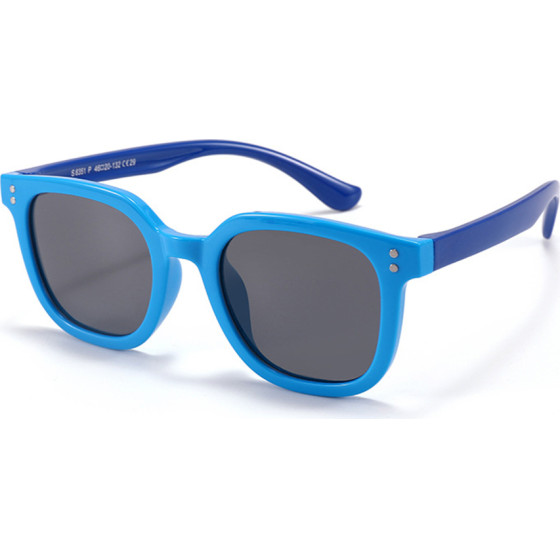 Techsuit - Sunglasses Polarised (8351-C29) - Square Shape, for Kids Between 5-8 Years - Blue / Dark Blue