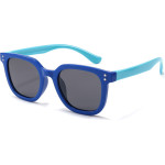 Techsuit - Sunglasses Polarised (8351-C28) - Square Shape, for Kids Between 5-8 Years - Dark Blue / Cyan