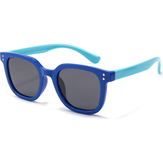 Techsuit - Sunglasses Polarised (8351-C28) - Square Shape, for Kids Between 5-8 Years - Dark Blue / Cyan