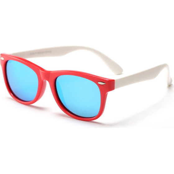 Techsuit - Sunglasses Polarised (D802) - for Kids Between 3-6 Years, UV Protection - Red / White / Ice-Blue