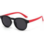 Techsuit - Sunglasses Polarised - for Babies, Round Shape, with Strap - Black / Red - (8308-C14)