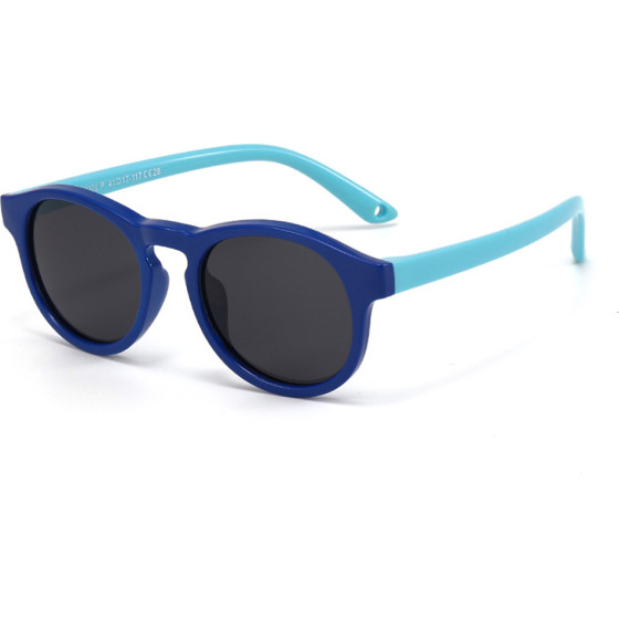 Techsuit - Sunglasses Polarised - for Babies, Round Shape, with Strap - Dark Blue / Sky Blue - (8308-C28)