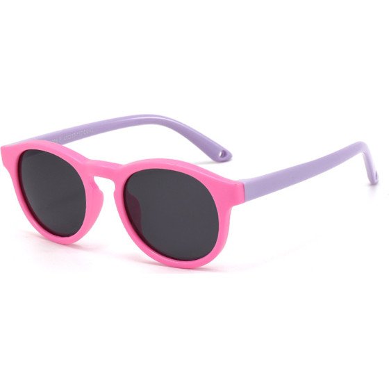 Techsuit - Sunglasses Polarised - for Babies, Round Shape, with Strap - Pink / Purple - (8308-C42)