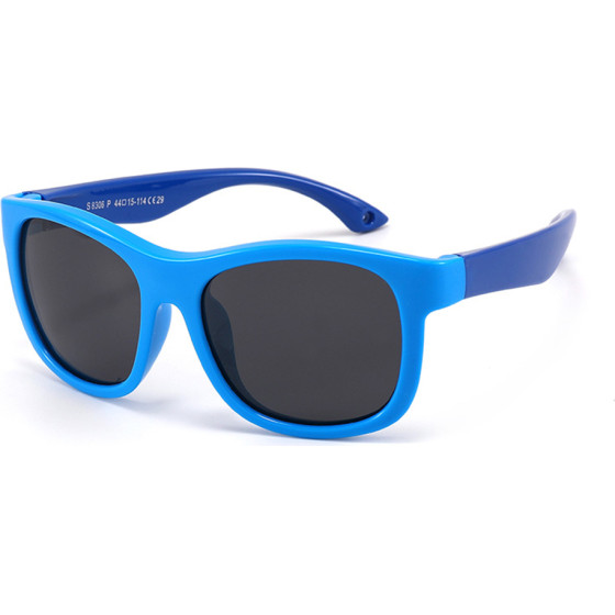 Techsuit - Sunglasses Polarised - for Babies, Square Shape, with Strap - Blue / Dark Blue - (8306-C29)