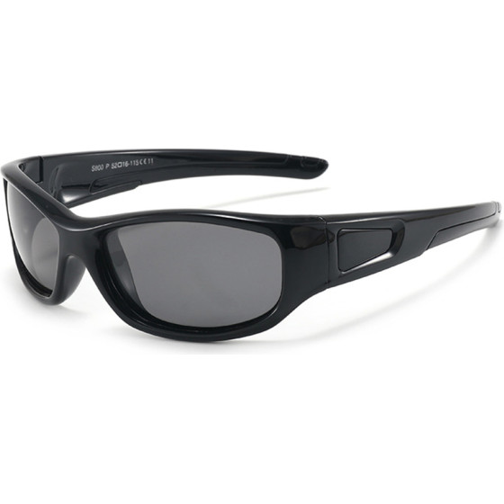 Techsuit - Sunglasses Polarised - Sport Type, Flexible, for Kids Between 3-6 Years - Bright Black - (800-C11)