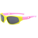 Techsuit - Sunglasses Polarised - Sport Type, for Kids Between 5-8 Years - Bright Yellow / Pink - (816-C2)