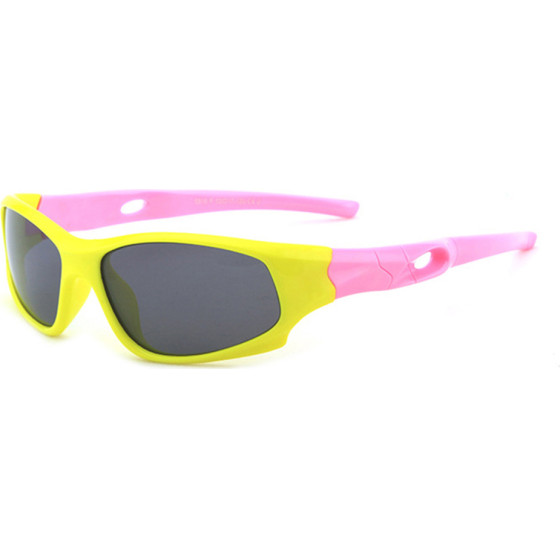 Techsuit - Sunglasses Polarised - Sport Type, for Kids Between 5-8 Years - Bright Yellow / Pink - (816-C2)
