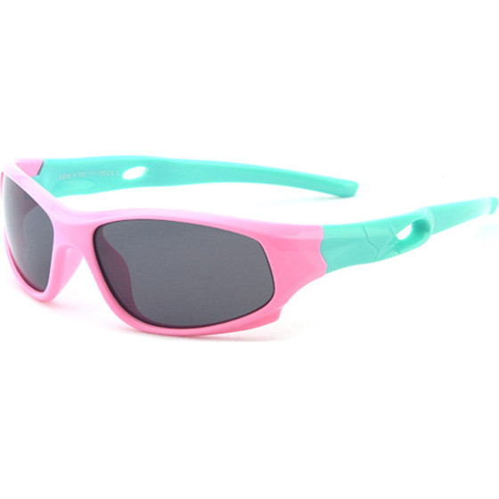 Techsuit - Sunglasses Polarised - Sport Type, for Kids Between 5-8 Years - Pink / Green - (816-C3)