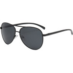 Techsuit - Sunglasses Polarized (2150) - for Men, with UV Protection, Metal Frame - Black / Black Gray