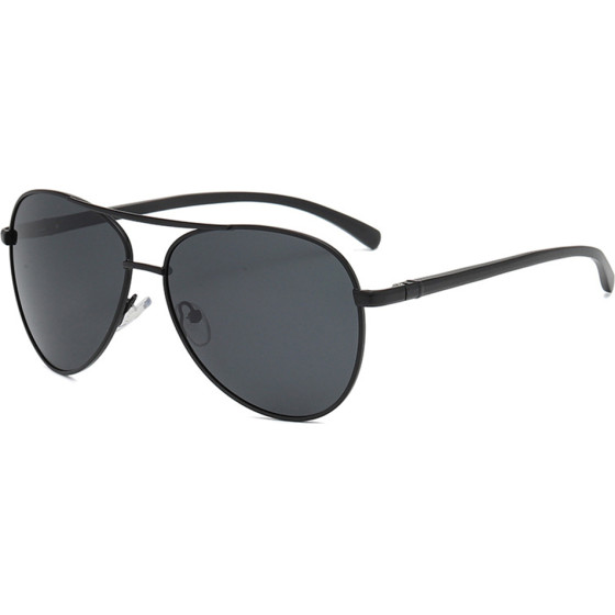 Techsuit - Sunglasses Polarized (2150) - for Men, with UV Protection, Metal Frame - Black / Black Gray