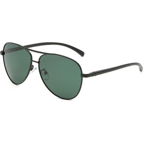 Techsuit - Sunglasses Polarized (2150) - for Men, with UV Protection, Metal Frame - Black / Blackish Green